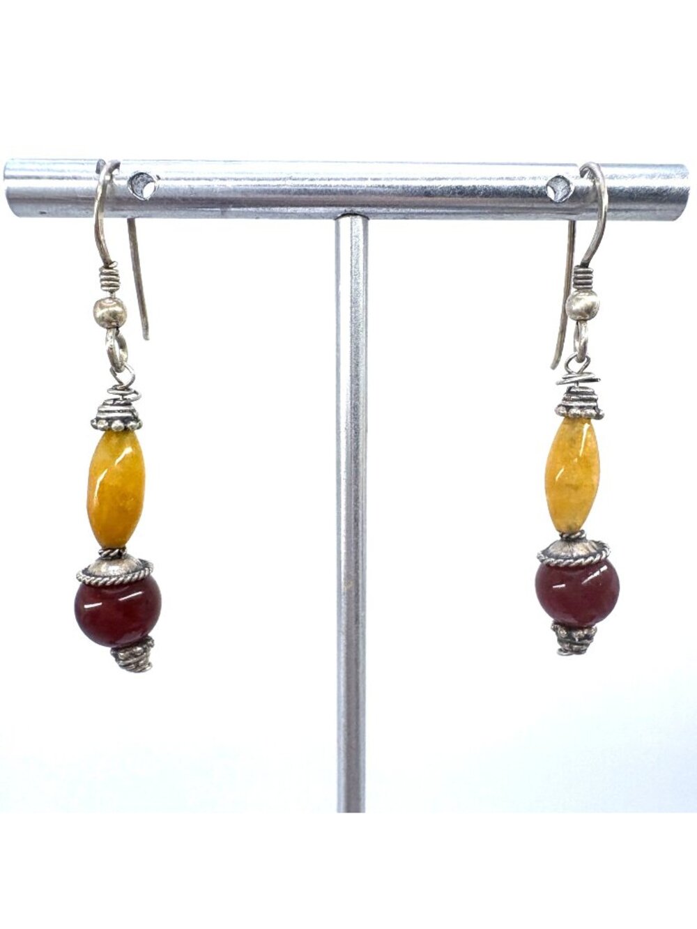 Baltic Amber Dangle Earrings Shepherd's Hook 925 Sterling Silver 2" Length